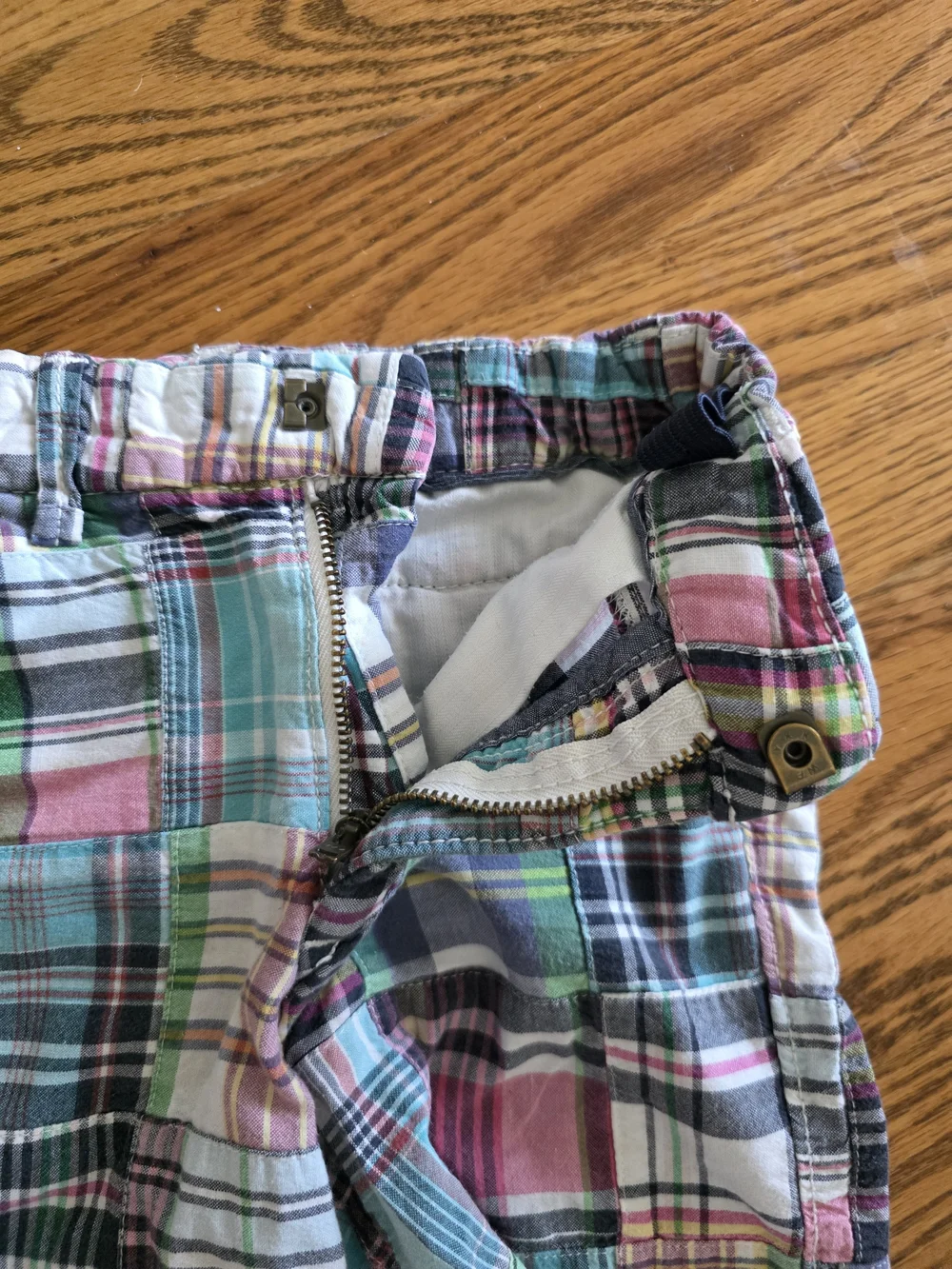 GAP Plaid Patchwork Shorts in Blue, Pink, Green, White